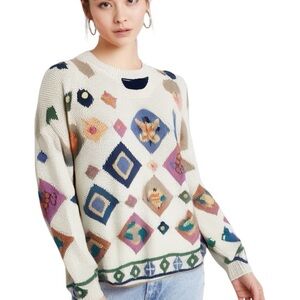 Vintage Embroidered Knit Hunters Run Sweater Women’s size Medium M